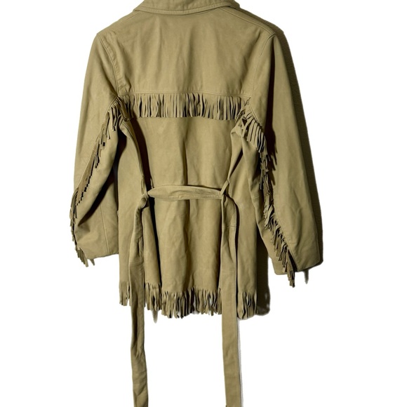 NWT $999 MSRP Joe's Jeans 100% Genuine Tan Leather Fringe Belted Jacket, Size M - Picture 9 of 15